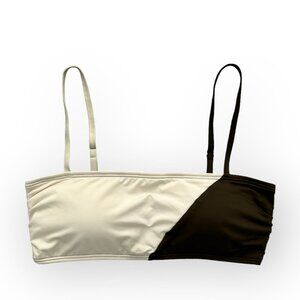 VINCE CAMUTO Bikini Top Square Neck Women's Swimwear Brown/Ivory Size L